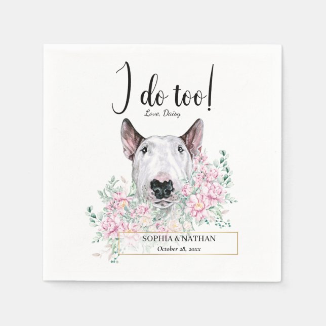 Bull Terrier Dog Wedding Cocktail Napkins (Front)