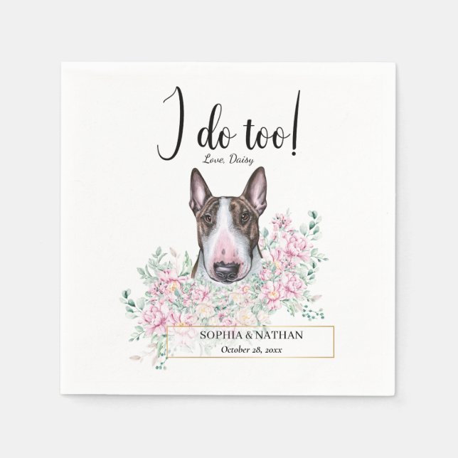 Bull Terrier Dog Wedding Cocktail Napkins (Front)