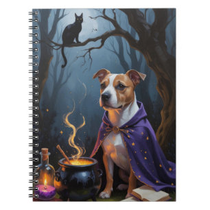 Bull Terrier Dog Whimsical Halloween Painting Notebook