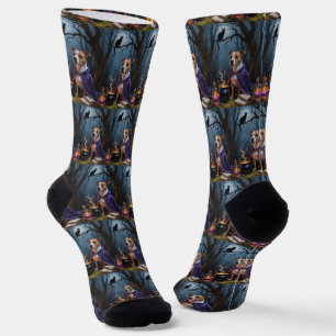 Bull Terrier Dog Whimsical Halloween Painting Socks