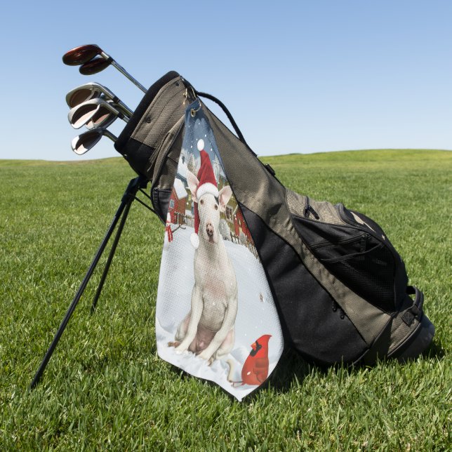 Bull Terrier Dog Winter Wonderland Christmas Joy Golf Towel (Green)