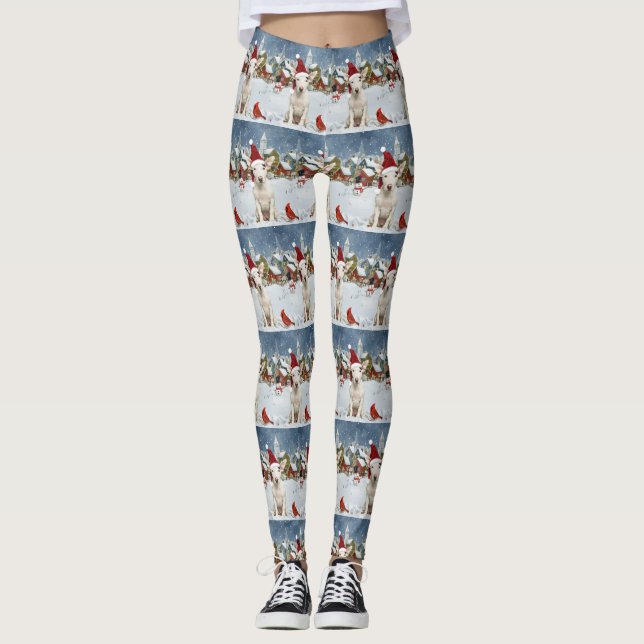 Bull Terrier Dog Winter Wonderland Christmas Joy Leggings (Front)