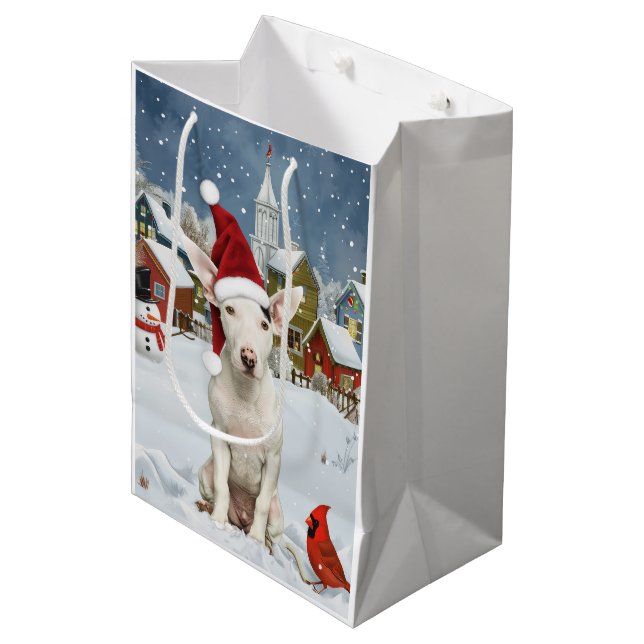 Bull Terrier Dog Winter Wonderland Christmas Joy Medium Gift Bag (Front Angled)