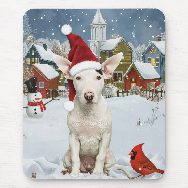Bull Terrier Dog Winter Wonderland Christmas Joy Mouse Mat (Front)