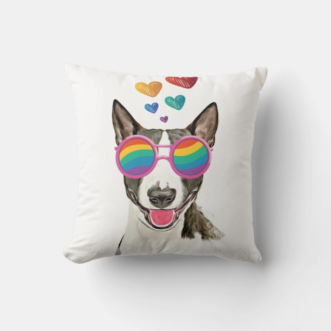 Bull Terrier Dog with Hearts Valentine's Day  Cushion (Front)