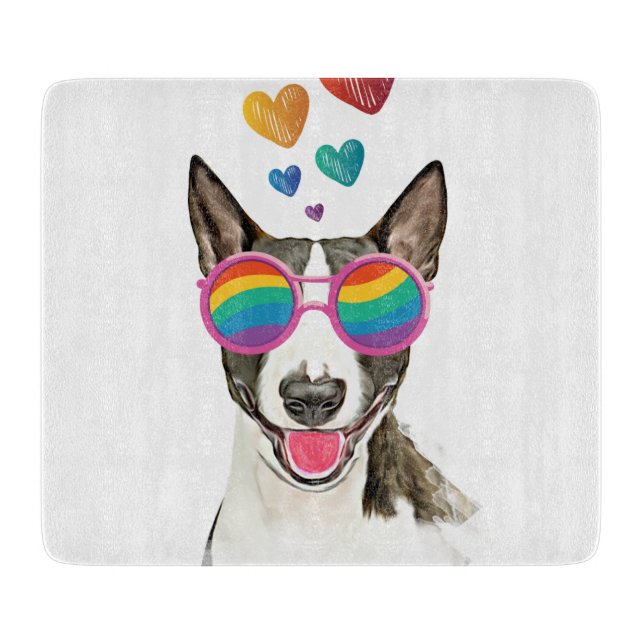 Bull Terrier Dog with Hearts Valentine's Day Cutting Board (Front)