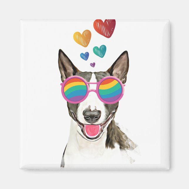 Bull Terrier Dog with Hearts Valentine's Day Magnet (Front)