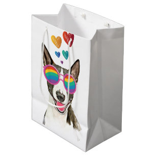 Bull Terrier Dog with Hearts Valentine's Day Medium Gift Bag