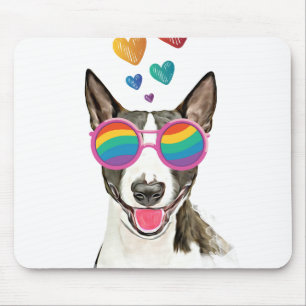 Bull Terrier Dog with Hearts Valentine's Day Mouse Mat