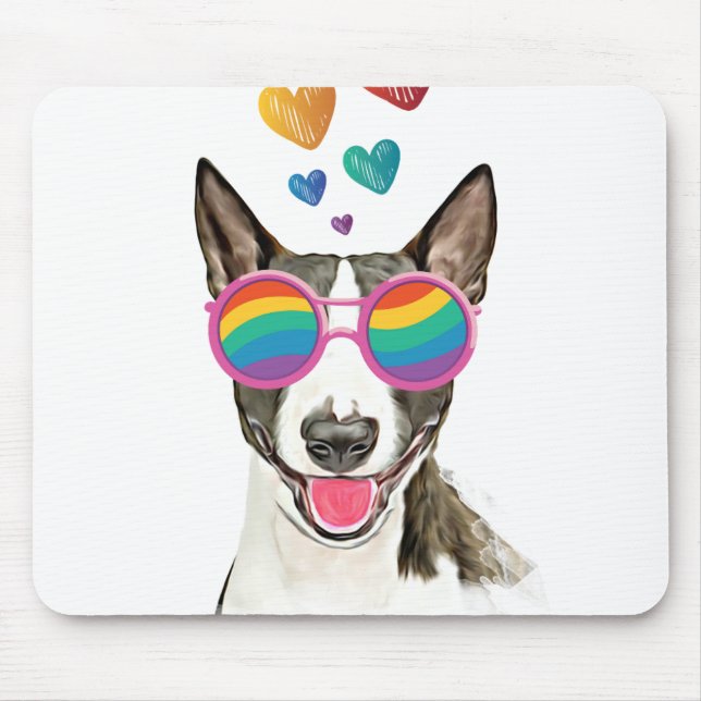 Bull Terrier Dog with Hearts Valentine's Day Mouse Mat (Front)