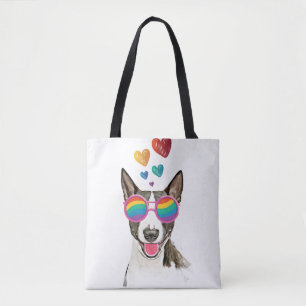 Bull Terrier Dog with Hearts Valentine's Day Tote Bag