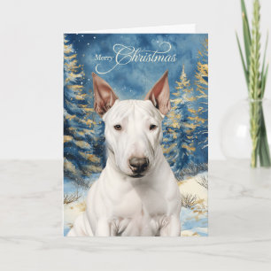 Bull Terrier Dog Woodland Forest Christmas Holiday Card