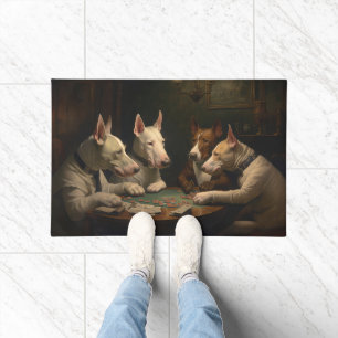 Bull Terrier Dogs Playing Poker Art Doormat