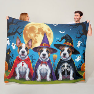 Bull Terrier Dogs Pumpkin Halloween Funny Fleece Blanket