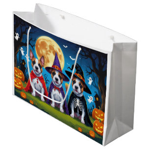Bull Terrier Dogs Pumpkin Halloween Funny Large Gift Bag