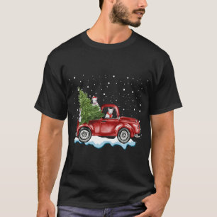 Bull Terrier Dogs Ride Red Truck Christmas Funny X T-Shirt