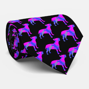 Bull Terrier English Dog PinkBlue Silhouette Black Tie