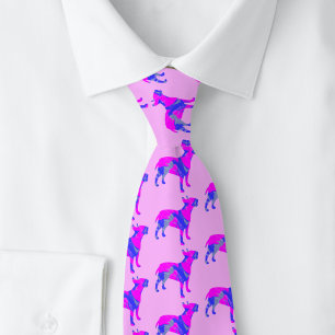 Bull Terrier English Dog PinkBlue Silhouette Pink Tie