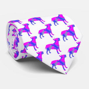 Bull Terrier English Dog PinkBlue Silhouette White Tie