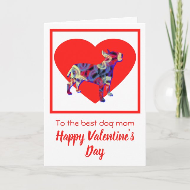 Bull Terrier English Dog Red Valentine’s Day Card (Front)
