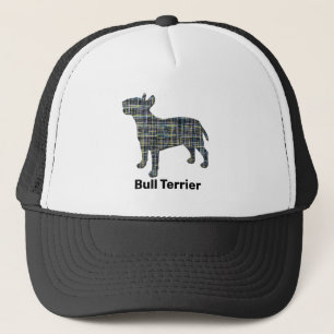 Bull Terrier English Dog Silhouette Grid Custom Trucker Hat