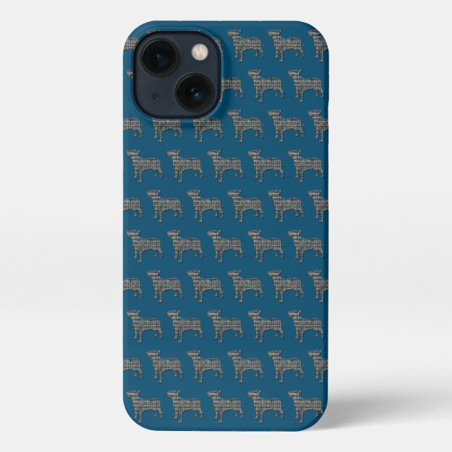 Bull Terrier English Dog Silhouette Grid Yellow iPhone Case (Back)