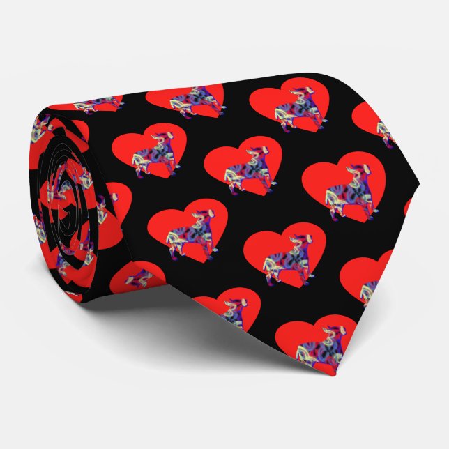 Bull Terrier English Dog Valentines Day Heart Blck Tie (Rolled)