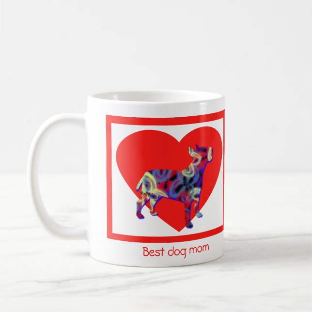 Bull Terrier English Dog Valentines Day Red Heart Coffee Mug (Left)