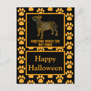Bull Terrier EnglishDog Silhouette Happy Halloween Postcard