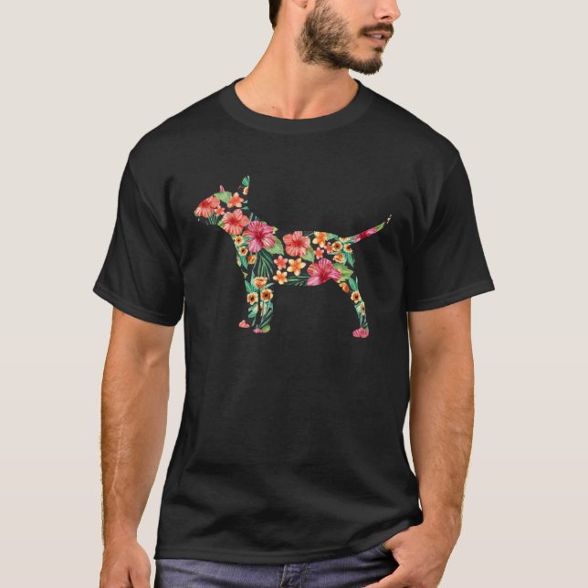 Bull Terrier Flower  Dog Silhouette Floral  Women T-Shirt (Front)