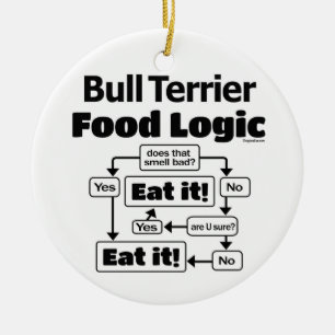 Bull Terrier Food Logic Ceramic Tree Decoration