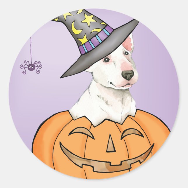 Bull Terrier Halloween Classic Round Sticker (Front)