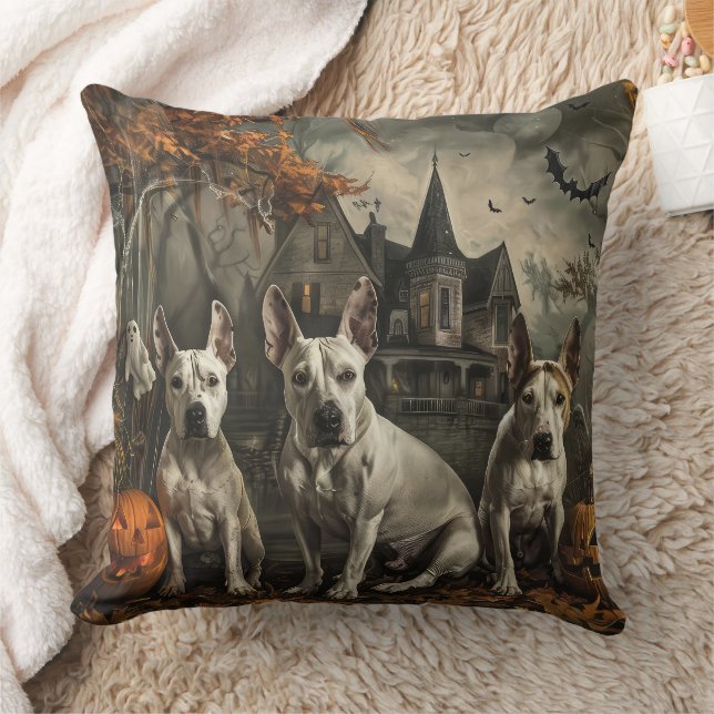 Bull Terrier Halloween Night Doggy Delight  Cushion (Blanket)