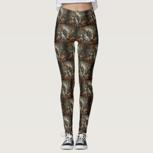 Bull Terrier Halloween Night Doggy Delight  Leggings