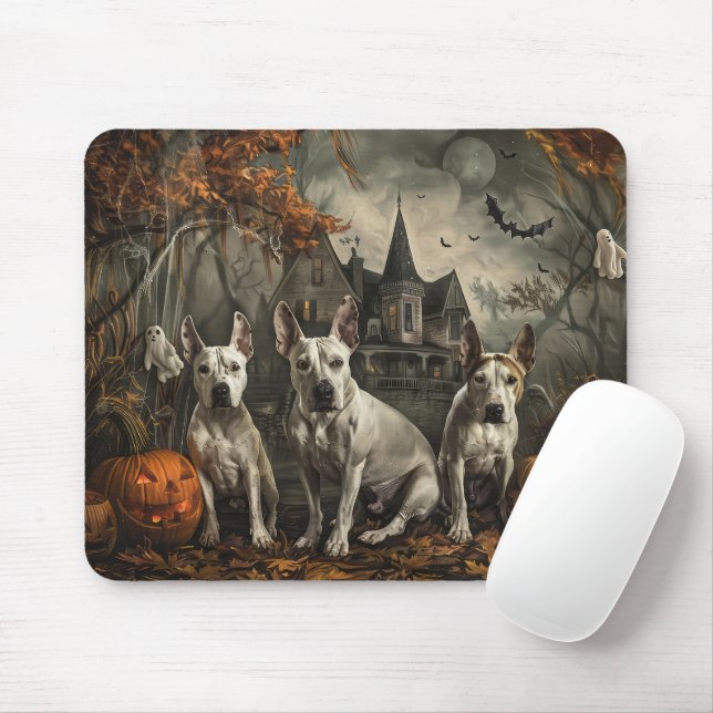 Bull Terrier Halloween Night Doggy Delight  Mouse Mat (With Mouse)
