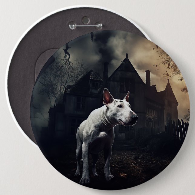 Bull Terrier Halloween Scary 6 Cm Round Badge (Front & Back)