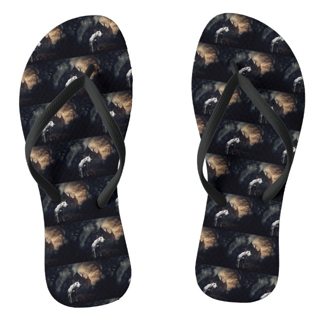 Bull Terrier Halloween Scary Flip Flops (Footbed)
