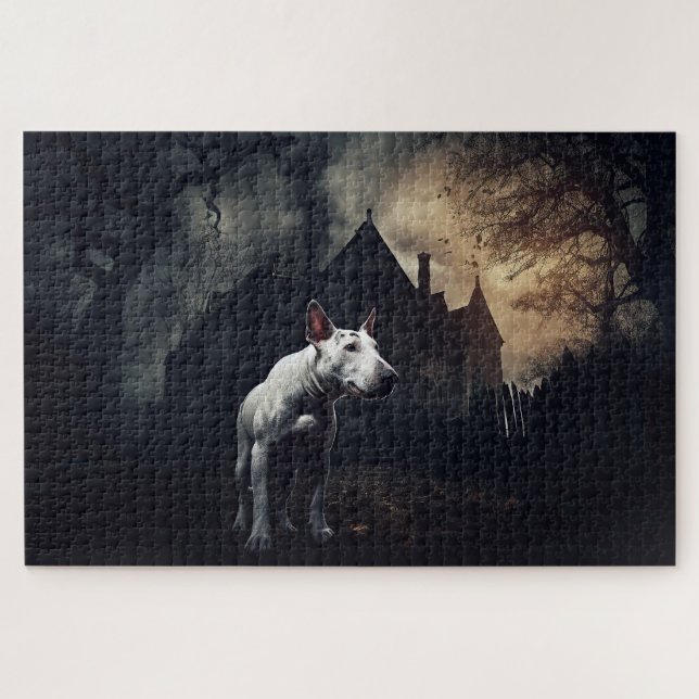 Bull Terrier Halloween Scary Jigsaw Puzzle (Horizontal)