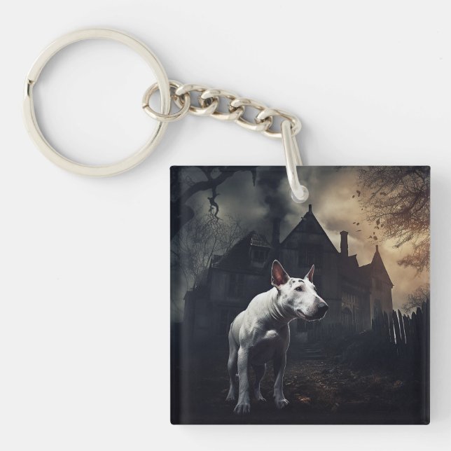 Bull Terrier Halloween Scary Key Ring (Front)