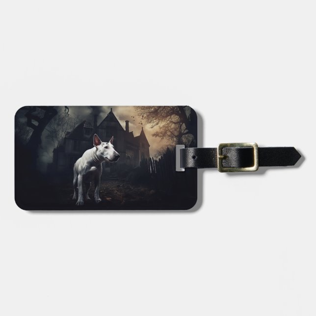 Bull Terrier Halloween Scary Luggage Tag (Front Horizontal)