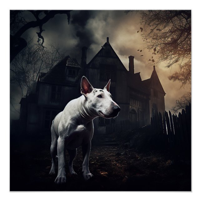 Bull Terrier Halloween Scary Poster (Front)