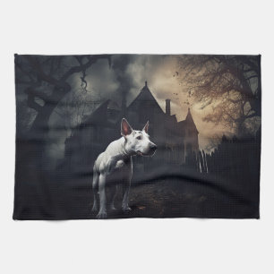 Bull Terrier Halloween Scary Tea Towel