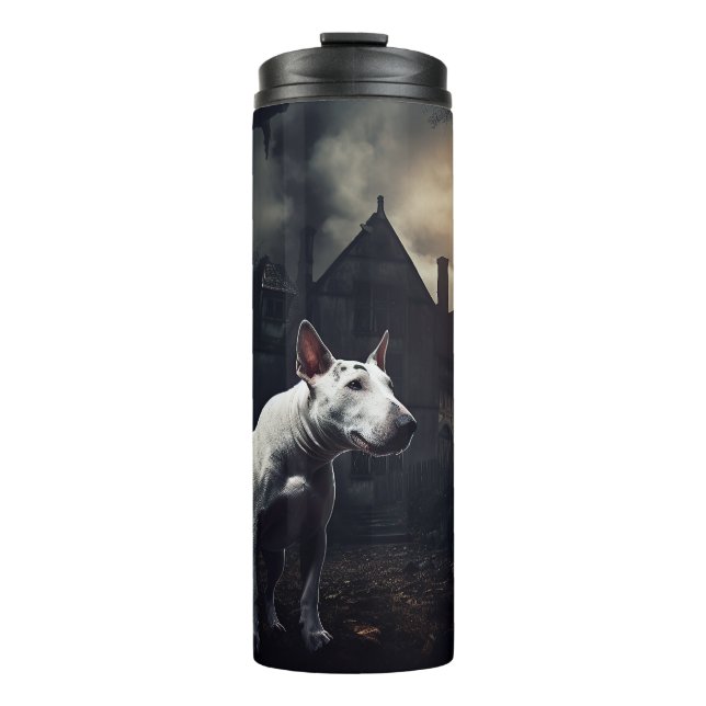 Bull Terrier Halloween Scary Thermal Tumbler (Front)