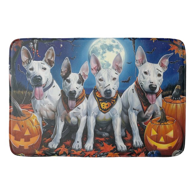 Bull Terrier Halloween Spooky  Bath Mat (Front)