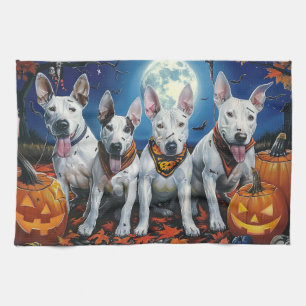 Bull Terrier Halloween Spooky  Tea Towel