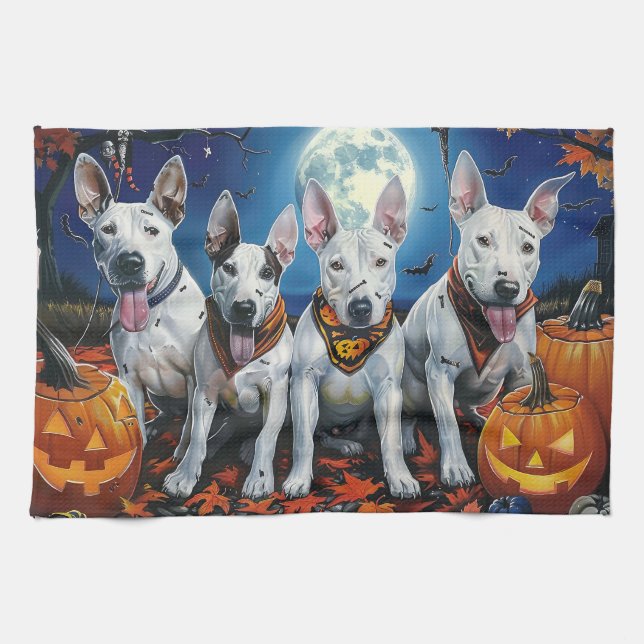 Bull Terrier Halloween Spooky  Tea Towel (Horizontal)