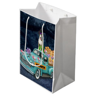 Bull Terrier Halloween Truck Scary Night Medium Gift Bag