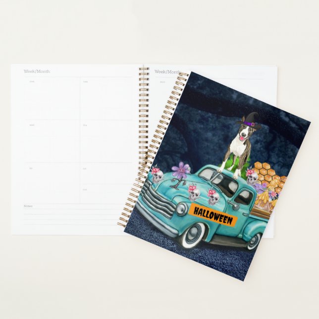 Bull Terrier Halloween Truck Scary Night  Planner (Display)