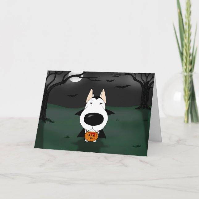Bull Terrier Halloween Vampire Card (Front)