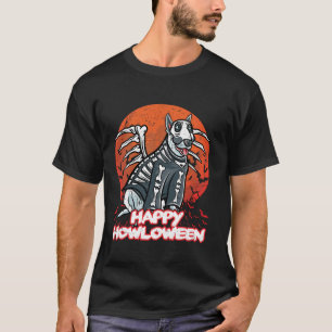 Bull Terrier Happy Halloween Costume Skeleton Long T-Shirt